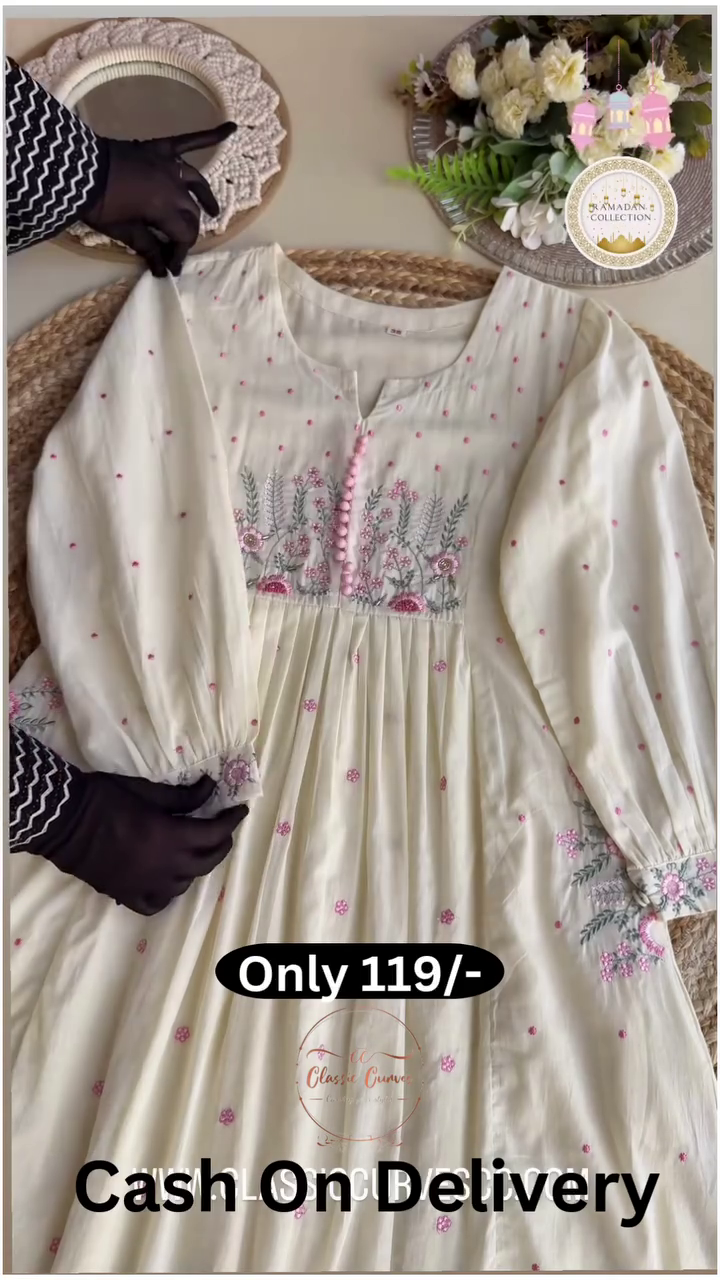 Women Floral Embroidered Regular Thread Work Pure Cotton Kurta with Palazzos & With Dupatta - image 2