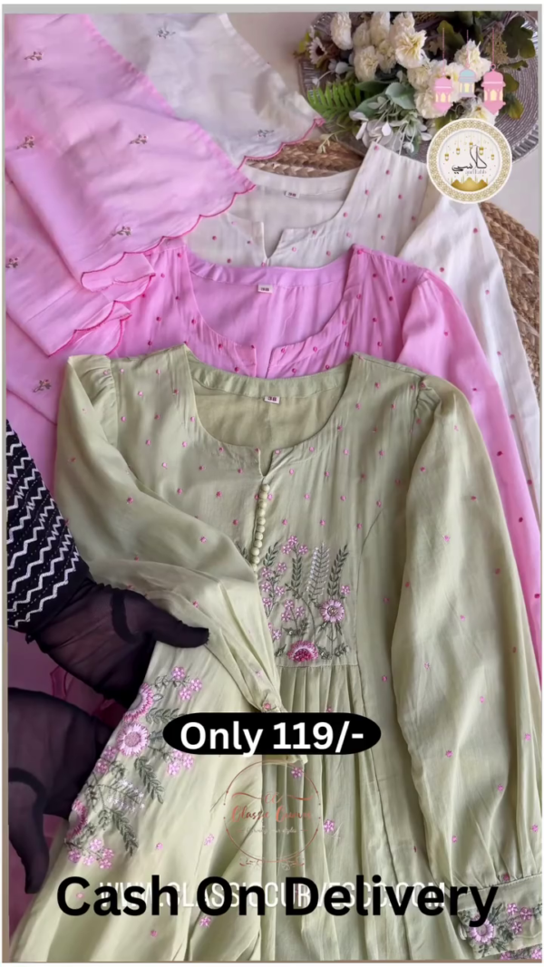 Women Floral Embroidered Regular Thread Work Pure Cotton Kurta with Palazzos & With Dupatta - image 9