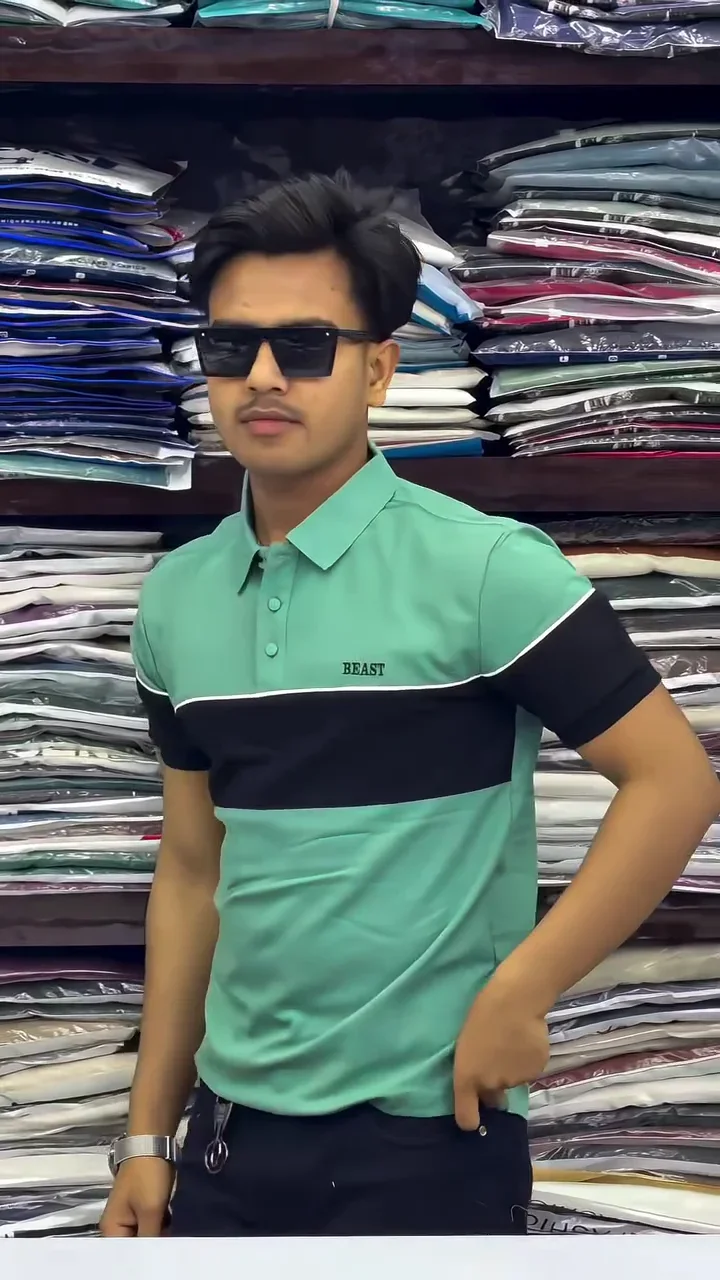 Men’s Cotton Color Block Polo Neck Half Sleeve WhiteBlack Color T-Shirt S Size - image 4